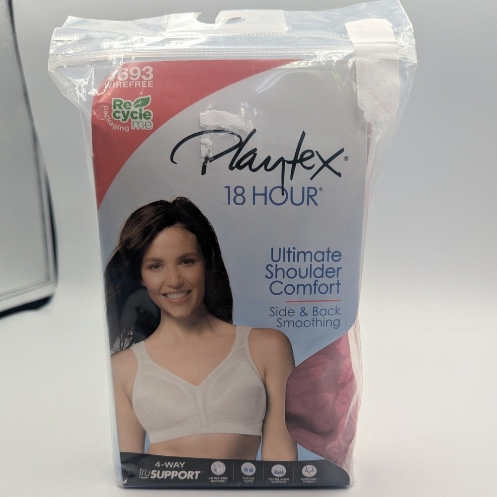 Playtex 18 Hour Wirefree Bra Berry Pink Ultimate Shoulder Comfort 44DDD 44F